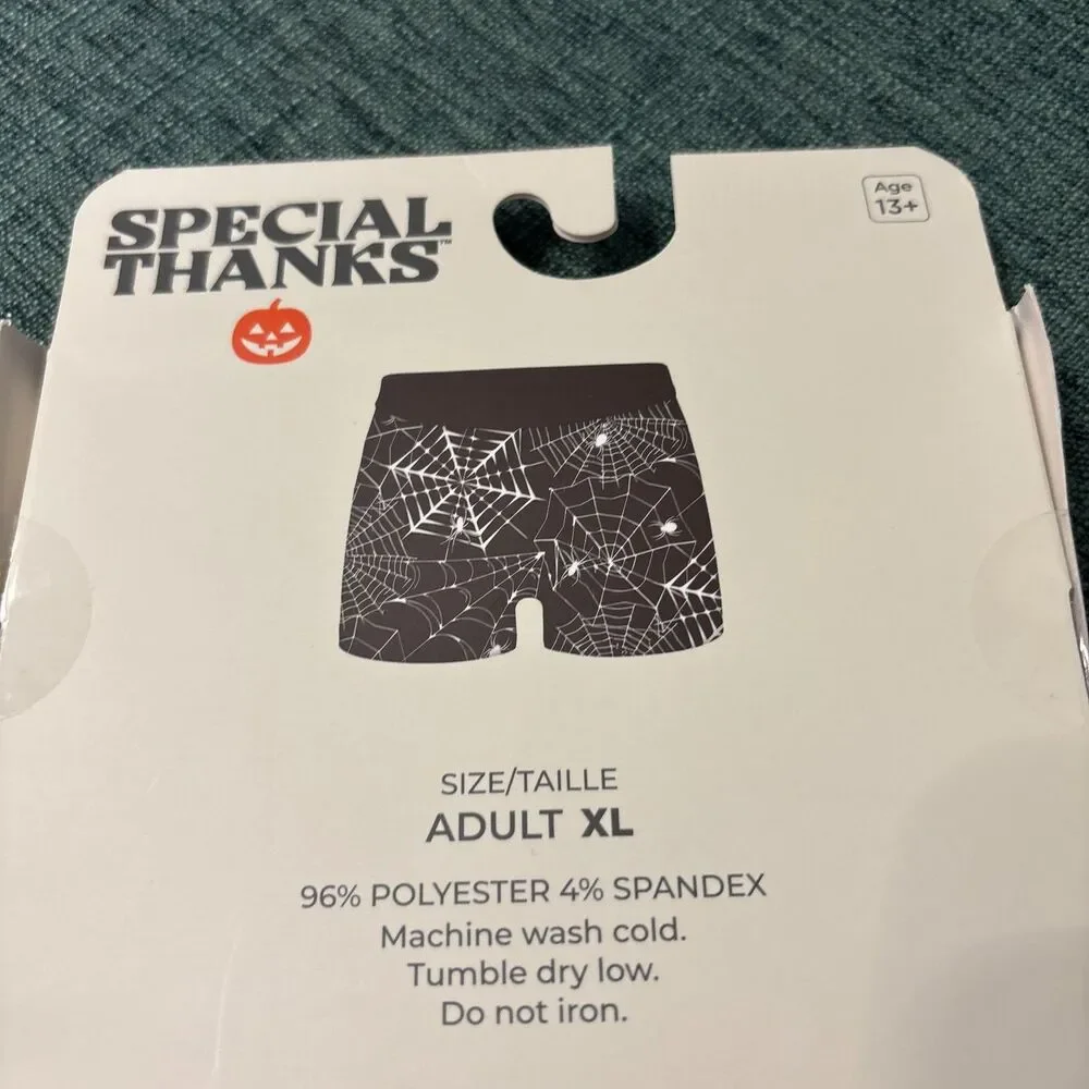 CultureFly Special Thanks Halloween Spider Web Boxer Shorts Adult XL NWT #13